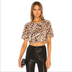 Lovers+Friends Raine Embellished Sequined Crop Top